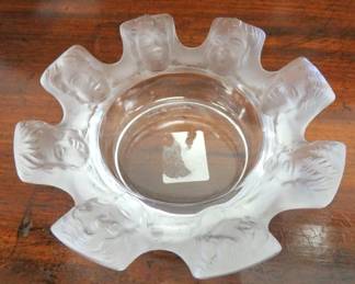 Lalique France Crystal St. Nicholas Cherubs Ashtray/Trinket Dish