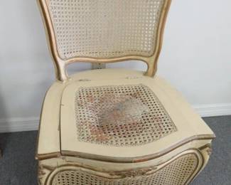 Antique French Chaise Percee Louis XV Wood/Cane Commode Chair in need of repair