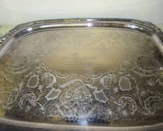 Vintage Etched Silver Plate Award Serving Platters