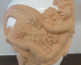 Large/Heavy Ornate Victorian Cherub Floor Vase