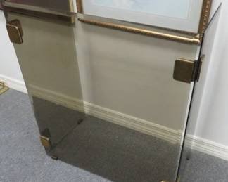 Vintage Smoked Glass/Brass Fireplace Screen