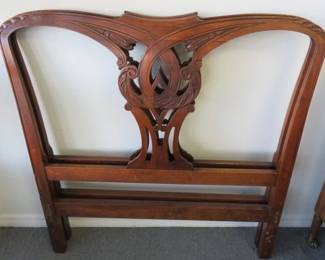 Pair 1800's Mahogany Carved Wood Twin Size Headboards