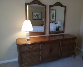 Triple dresser, matching mirrors, nightstands