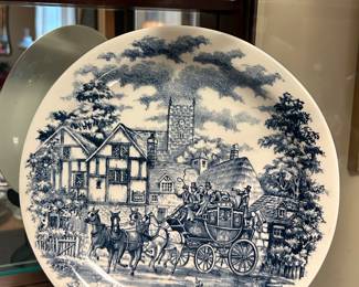 Blue and White Stage Coach Plate made by Oxford........