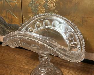 Antique Cut Glass Banana Bowl on Pedestal!