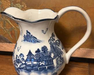 Unusual Blue Willow Pitcher.....hard to find!