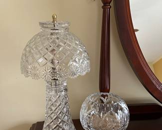  Crystal Lamp and Small Crystal Bowl on Brass Stand!