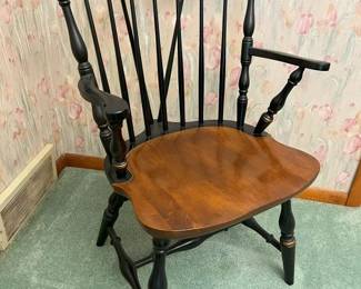 51 Ethan Allen Stenciled Windsor Brace Back Captains Dining Armchairmin