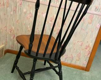 51 Ethan Allen Stenciled Windsor Brace Back Dining Chair Rearmin