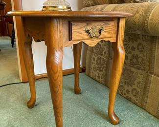 51 Oak Oval 1Drawer Side Table X2min