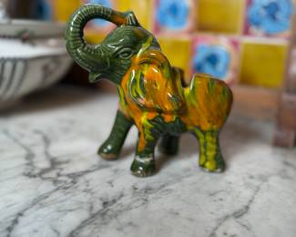 Vintage Elephant Drip-Glaze Ashtray