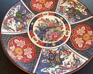 Japanese Porcelain Plate Extra Large Platter Japan Mid Century Modern Birds Bird