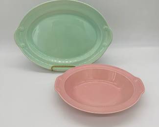 Lot - 2
Lu-Ray Pastels - Sharon Pink Oval Bowl & Surf Green Platter