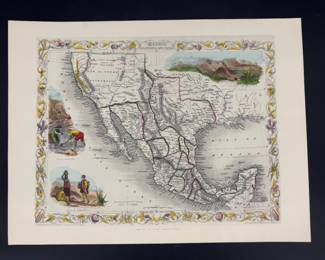 Lot - 88
Vintage Art Litho Map Mexico, CA, & TX Goldrush Map - 1851 John Tallis & Co J Rapkin Hand Colored Maps