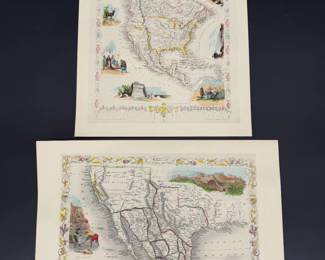 Lot - 85
Vintage Art Litho Maps North America & Gold Rush - 1851 John Tallis & Co J Rapkin Hand Colored Maps