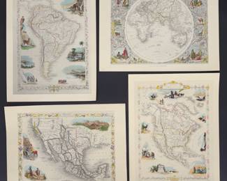 Lot - 84
Vintage Art Litho Quartet of 1851 John Tallis & Co J Rapkin Hand Colored Maps