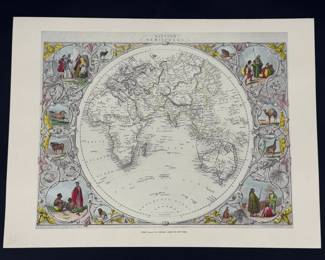 Lot - 89
Vintage Art Litho Map Eastern Hemisphere - 1851 John Tallis & Co J Rapkin Hand Colored Maps