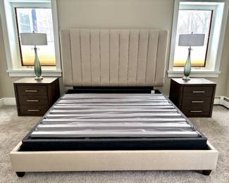King-sized upholstered bed, Headboard is 79" wide, 62" high