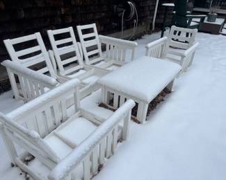 Outdoor sofa and chair lounge set, wood