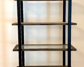 Tall bookshelf with glass shelves. 90" tall, 36" wide, 18" depth