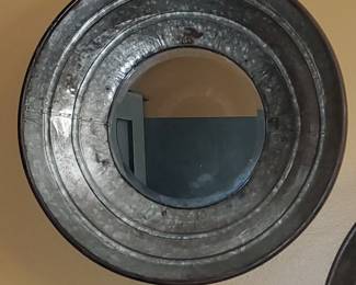 Round Tin-framed Wall Mirror
