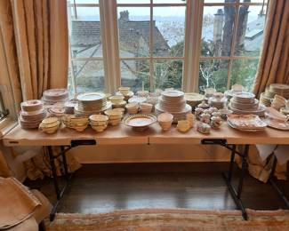 porcelain sets and decorative pieces all included in the sale. Available during in person shopping Friday and Saturday.