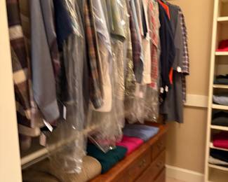 Men's and Women's clothing for sale.  Women's sizes petite to medium, men's size large