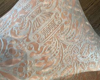 close up of the Fortuny fabric on the bench