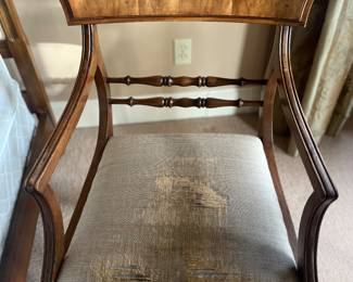$120 for the pair.one of the pair of as found chairs needing tlc to bring them back to their glory days - great bones!