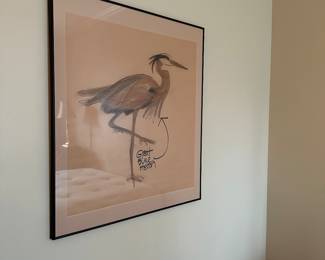 "Great Blue Heron" by J.P. Jones '06. It is  32"w x 36"h. Available during in-person shopping Friday and Saturday