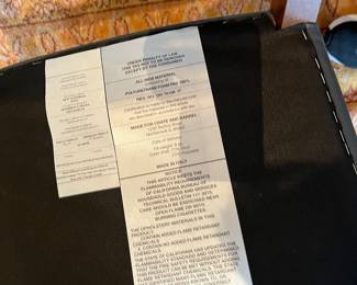 label showing the Curran chairs from Crate & Barrel.