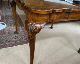 carved detailing and scalloped edge.  38"sq. x 30"h