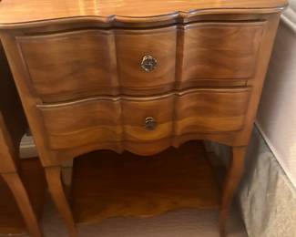 another view of the John Widdicomb bedside tables.  rail needs regluing on left side.