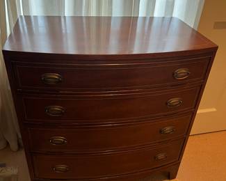 $380. Henredon four drawer chest with inlaid detailing.  32.5"w x 19"d x 33.5"h.  Available for online purchase which opens Wednesday at 7pm.  See sale description to learn how to buy online. 