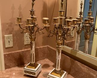 $1200. Antique candlesticks -marble and gilded brass. 