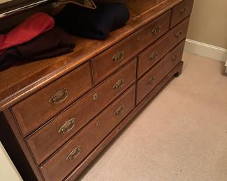$450. Seven drawer Chippendale style Folio Fore by Henredon dresser.  64"w x 20" d x 31"h.  Available for online purchase which opens Wednesday at 7pm.  See sale description to learn how to buy online. 