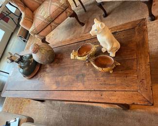 $920. Yangtze River Trading Co.  Chinese antique table with two drawers and beautiful detailing on the sides.  Originally $2200. 69"w x 26.5"d x 19"h.  Available for online purchase which opens Wednesday at 7pm.  See sale description to learn how to buy online. 