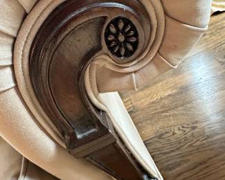 close up of arm detailing on the settee.