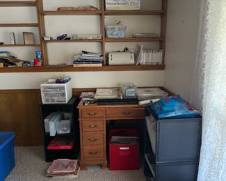Scrapbooking items and desk