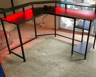 Pod cast or gaming desk with LED lights