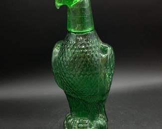 Green glass liquor decanter