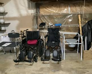 medical equipment....wheelchairs, bath chair, walker and toilet seat