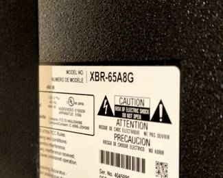 C57 - $300. Sony 65" TV. Model XBR-65A8G. December 2019. From Website - 65" A8G Smart OLED 4K UHD TV with HDR (2019). 