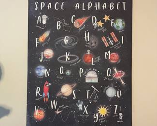 C6 - $10. Space Alphabet Canvas. Measures 24" x 30". 
