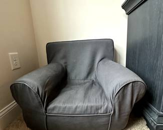 C14 - $20. Pottery Barn Kids Soft Fabric Chair - arm is wobbly. 