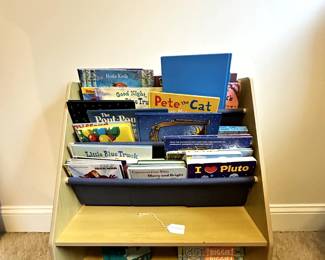 C4 - $20. Kids Book Organizer. Measures 24" wide x 11.5" deep x 27" tall. Books sold separately. 