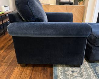 C82 - $195. Havertys Chair & Ottoman. Chair Measures 44" wide x 37.5" deep x 36" tall. Ottoman Measures 32" x 24" x 16.75" tall. 