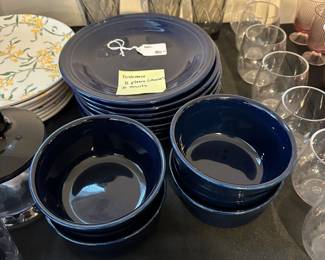 C70 - $80. Fiestaware. 8 dinner plates & bowls. 