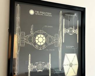 C16 - $35. Measures 20" square. Framed "Tie Fighter Special Forces" by Artissimo Art 2015. 