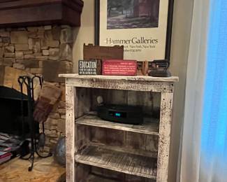 Distressed white bookcase
